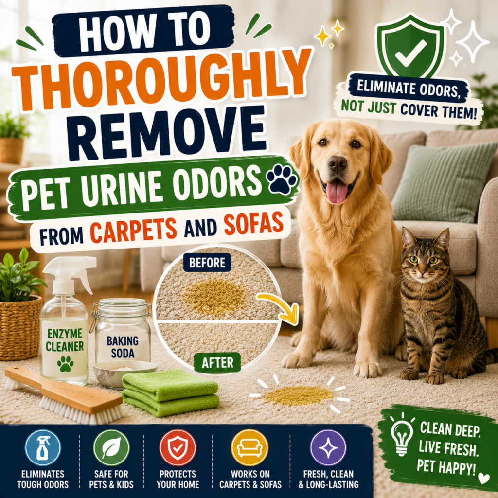 How to Thoroughly Remove Pet Urine Odors from Carpets and Sofas