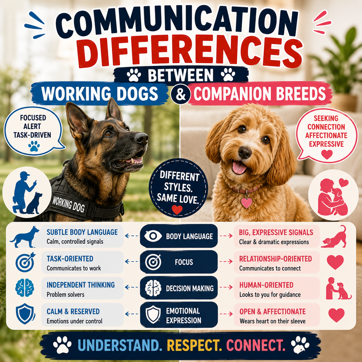 Communication Differences Between Working Dogs and Companion Breeds