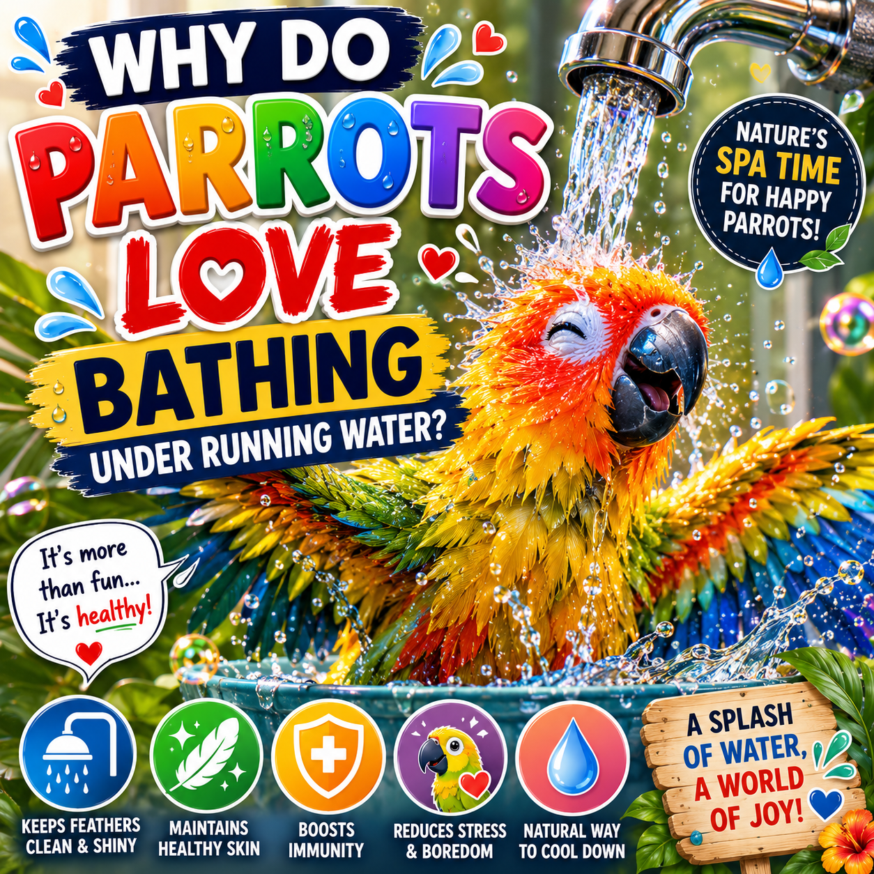 Why Do Parrots Love Bathing Under Running Water?