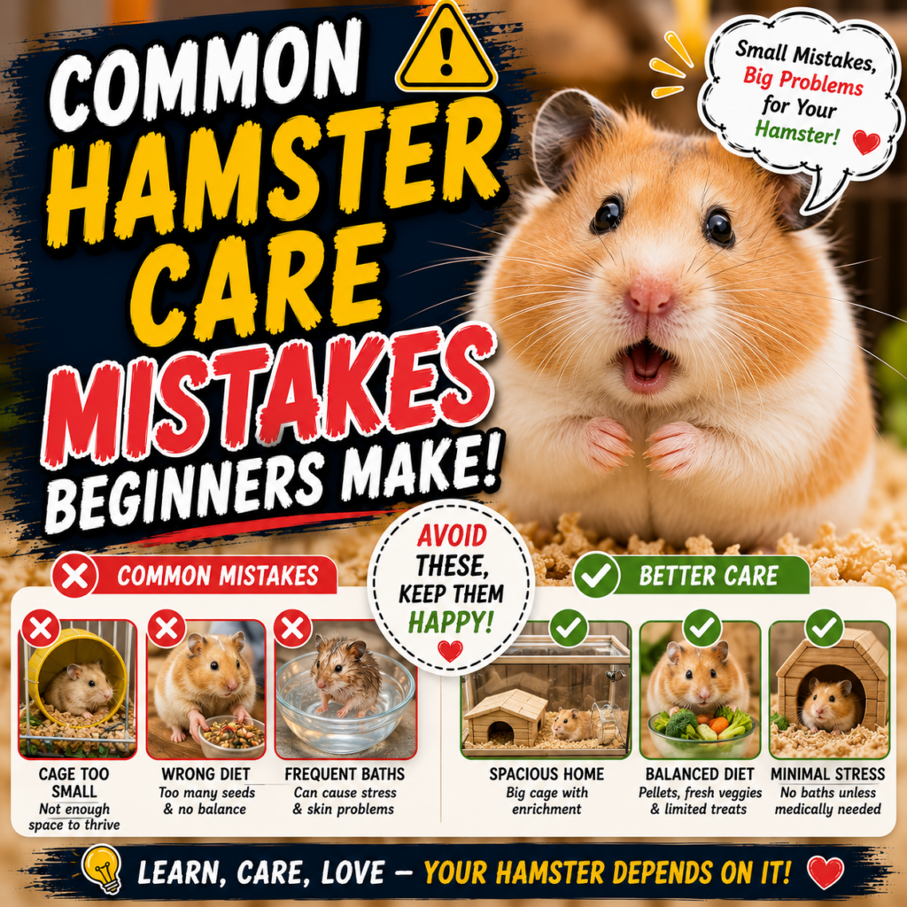 Bแบกn tแบกo cho mรฌnh 1 แบฃnh vuรดng lร m thumbnail cho bร i viแบฟt SEO cรณ nแปi dung lร : Common Hamster Care Mistakes Beginners Make
